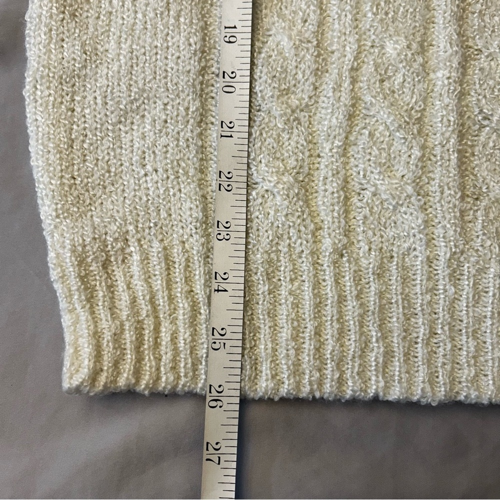 Vintage Cream Cable Knit Mock Turtleneck Acrylic Sweater - Picture 9 of 10